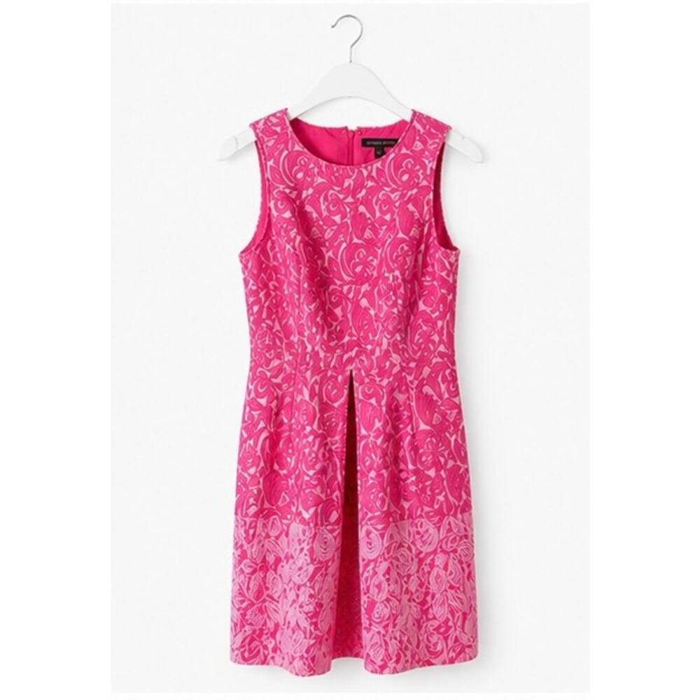 Cynthia Steffe Pink Floral Jacquard Sleeveless Fit & Flare Dress Size 6